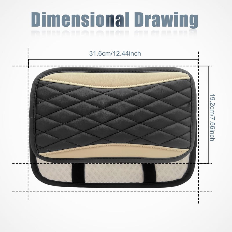 Vrasly Car Center Console Cover, Universal Leather Waterproof Armrest Seat Box Cover Protector, Comfortable Car Decor Accessories Fit for Most Cars, Vehicles, SUVs-khaki - Image 2